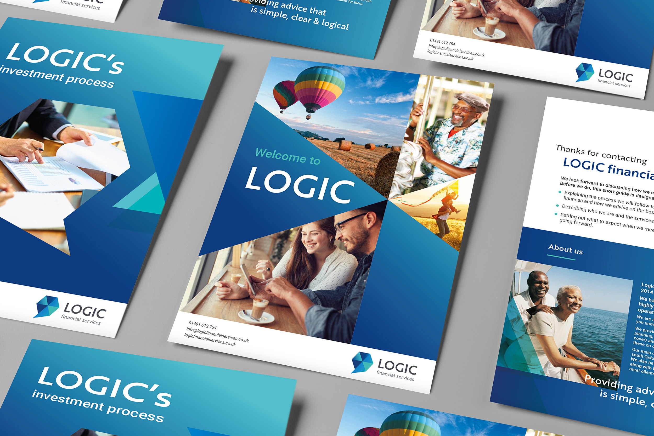 logic financial marketing communications on a table